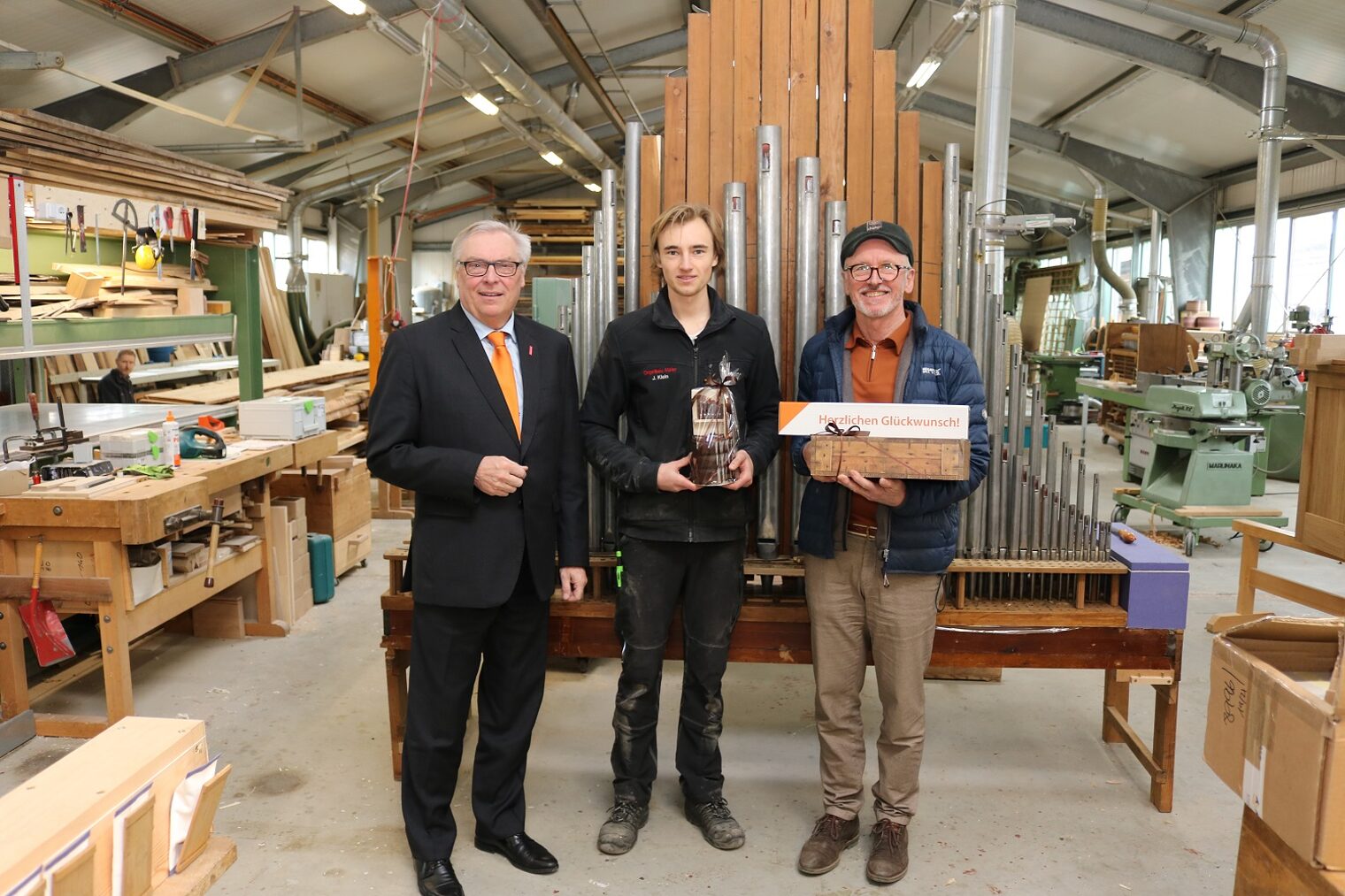 Orgelbau Josef Maier, Hans-Peter Rauch (Präsident HWK Schwaben), Joshua Klein, Josef Maier